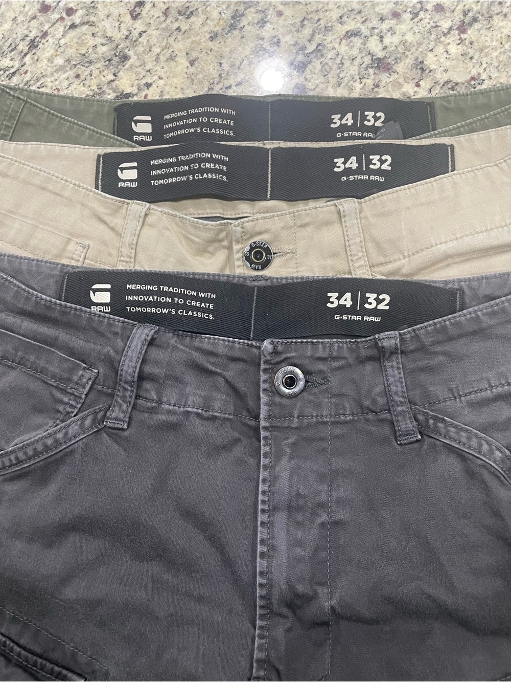 G-Star Men's pants in Black, Khaki and Olive